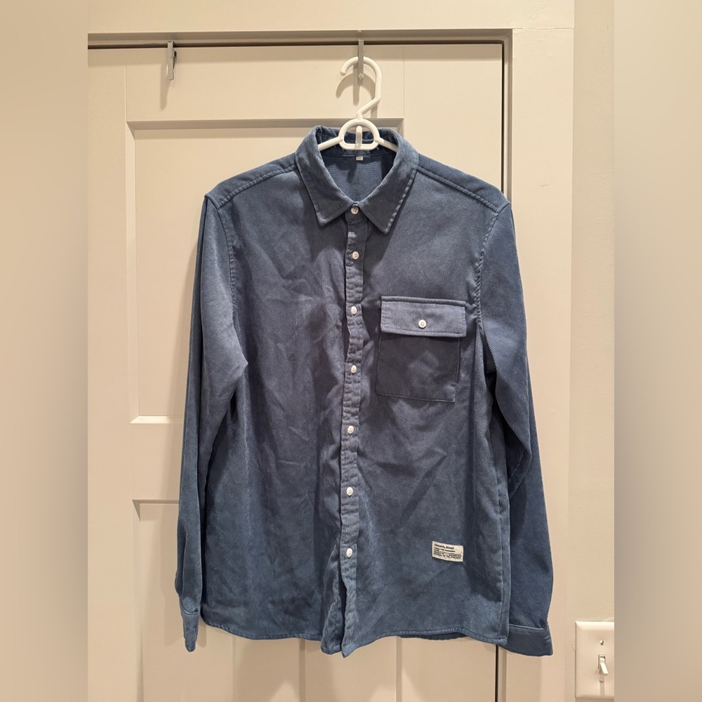 Men's Blue Button up Flannel Shirt - Picture 1 of 3